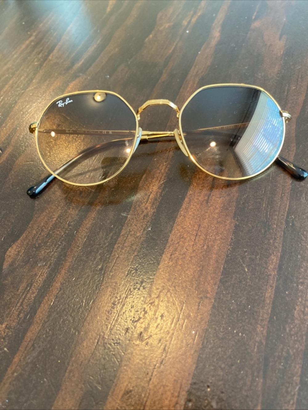 Ray-Ban Gold Frame Sunglasses with Brown Gradient Lenses - Picture 10 of 13